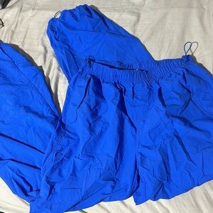 Royal blue parachute pants